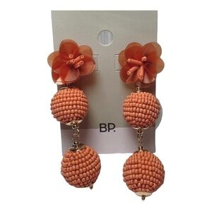 BP Peach Beaded Dangling Earrings